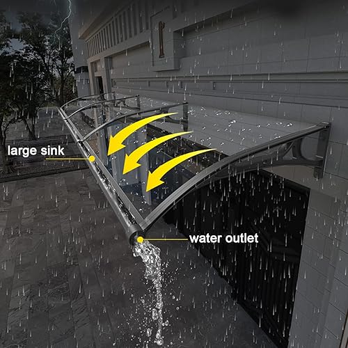 Miniatura 2 de Toldo para ventana de puerta delantera con fregadero grande de aleación de aluminio, cubierta de nieve para techos, toldo de entrada, cubierta de
