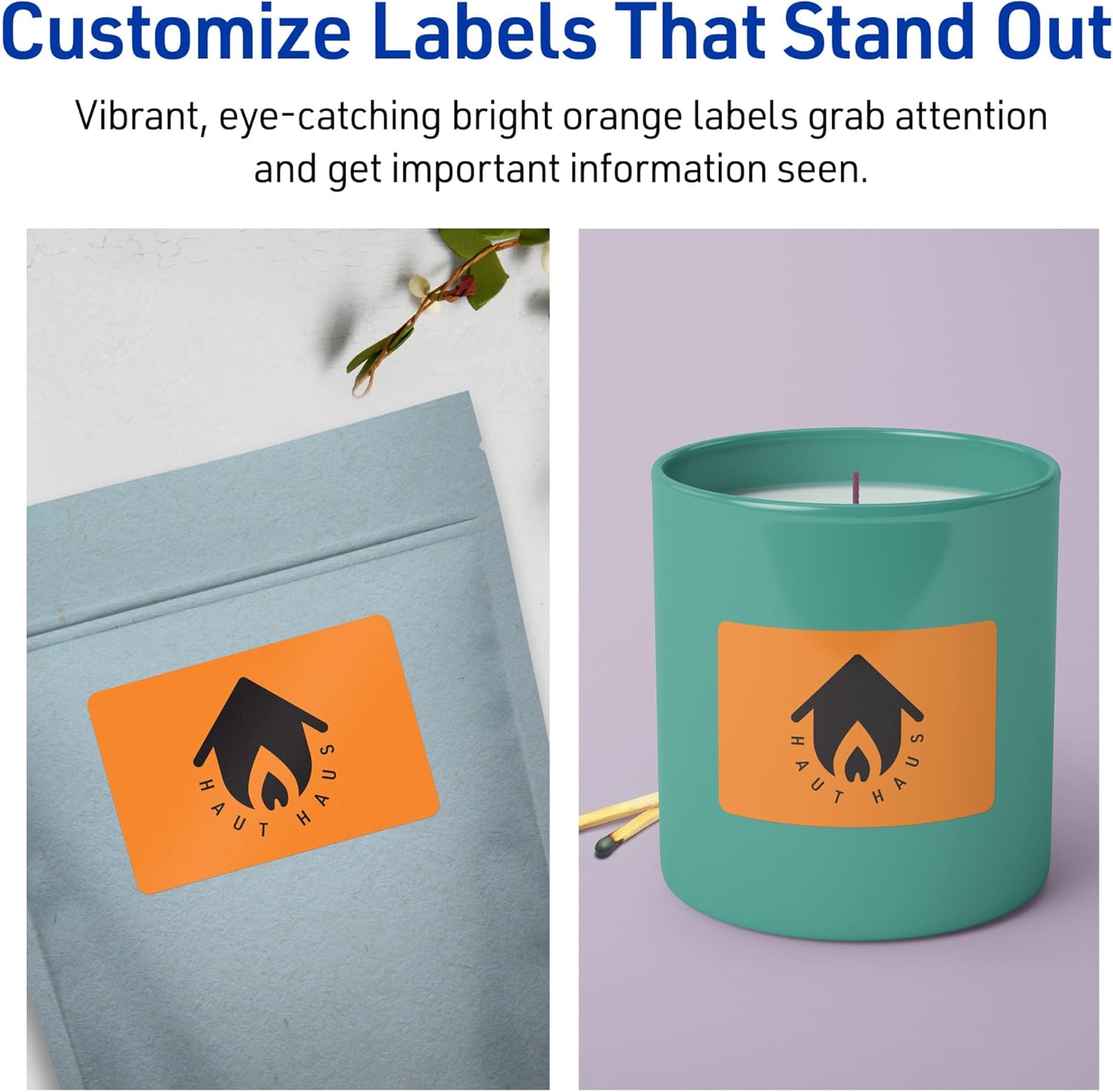 Avery Printable Rectangle Labels, Sure Feed Technology, 2" x 4", Bright Orange Labels, Laser/Inkjet Printable, 400 Total, Great for Mailing and Candles