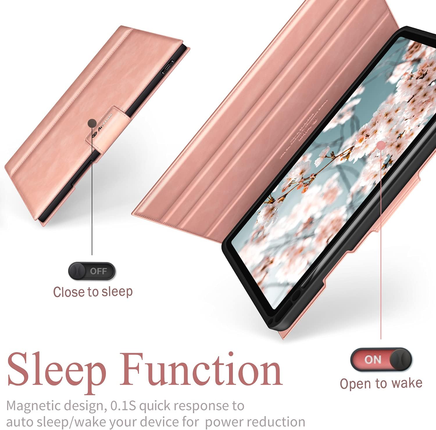 Antbox Case for iPad Pro 11 Inch 4th (2022)/3rd/2nd/1st Generation with Built-in Apple Pencil Holder Auto Sleep/Wake Function PU Leather iPad Pro 11 Cover (Pink)