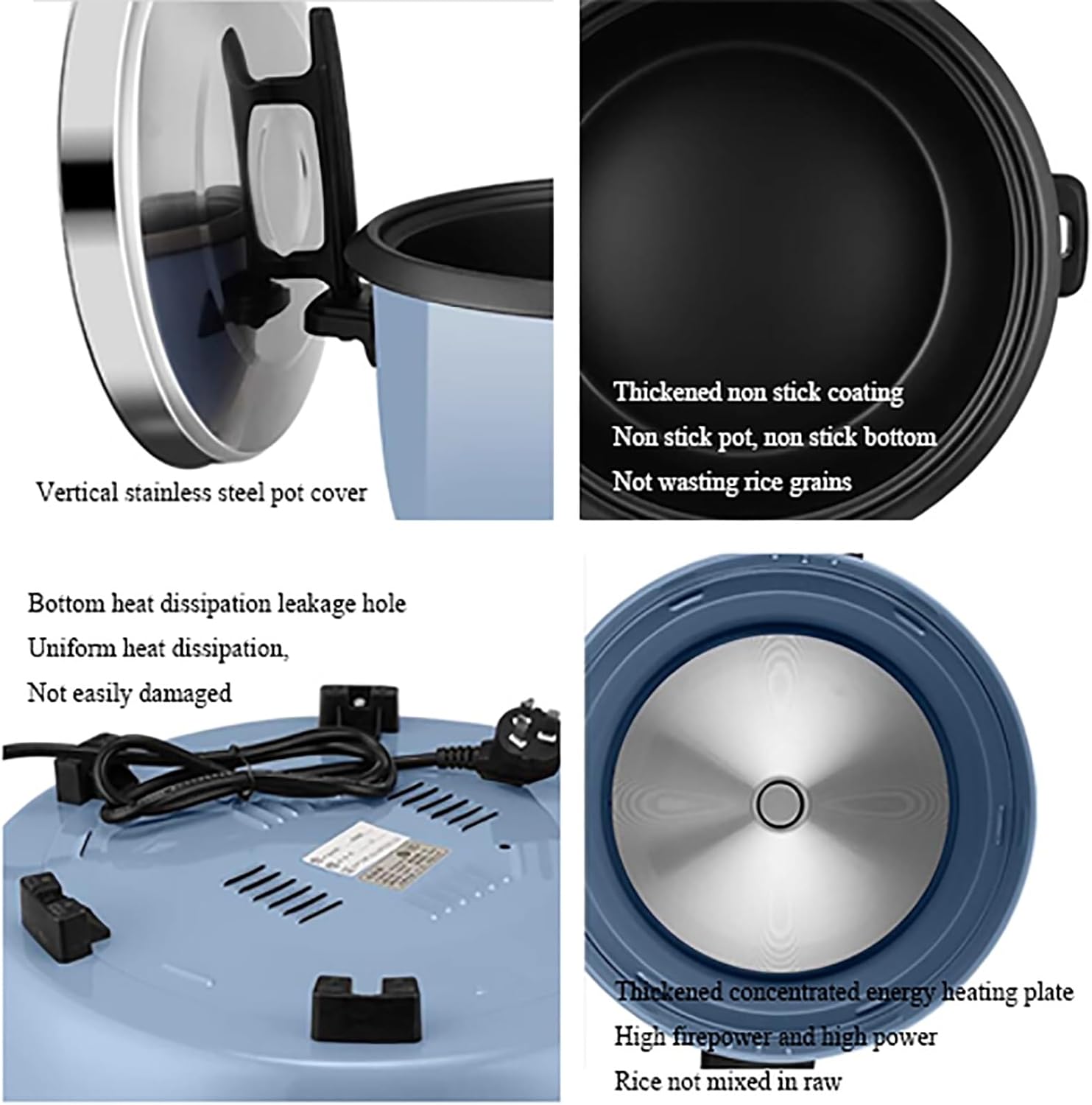 Large Rice Cooker (8-45L) Commercial High-capacity Rice Cooker，Non Stick Inner Liner，for Restaurants, Canteens, Schools,for US/EU(8L)