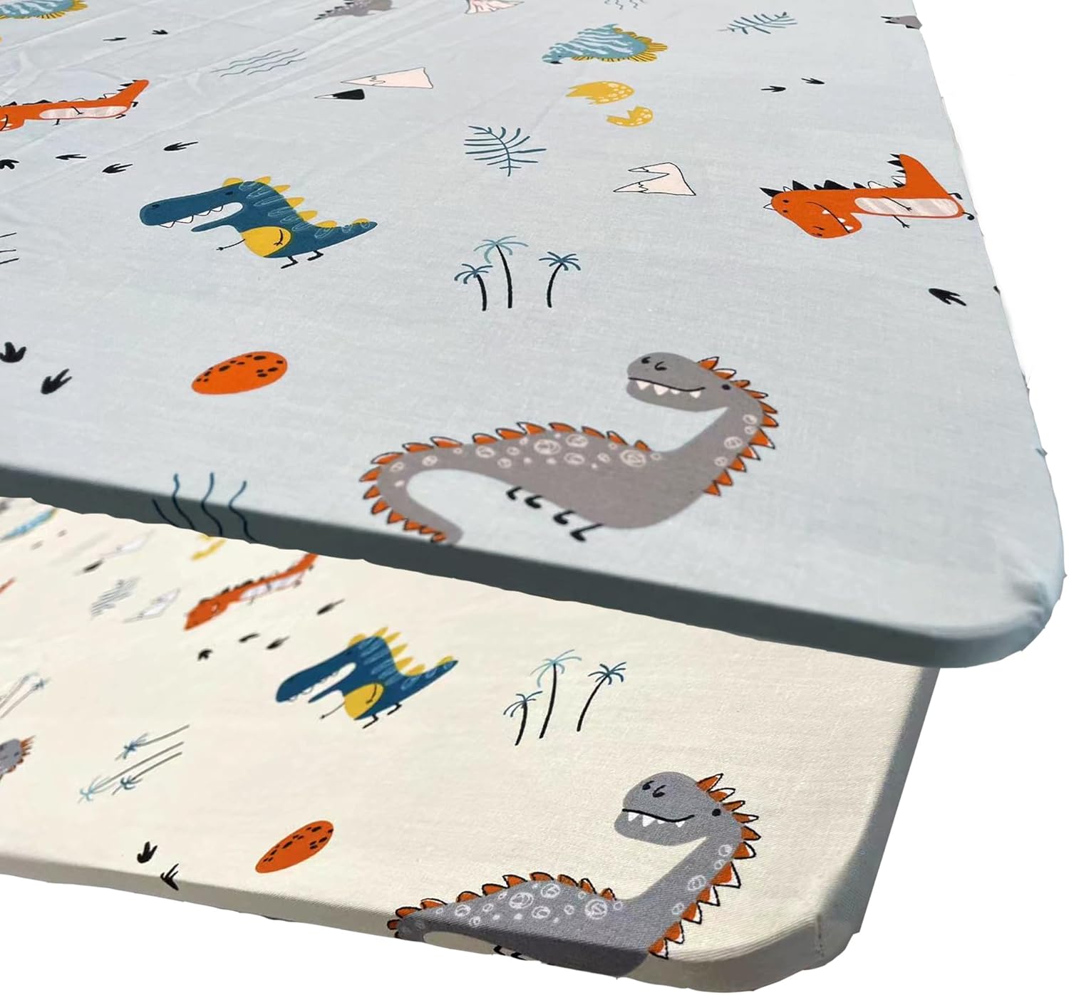 2-Pack 100% Cotton Crib Sheets - Dinosaur Print Bassinet Sheets For Baby Mattresses