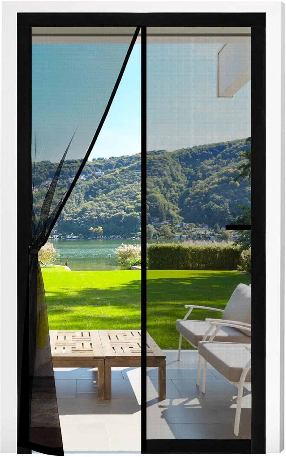 Magnetic Mosquito Screen Door Net Curtain with Magnets Reinforced Polyester Curtain Back Door Mesh with All in One Insect Control | Insect Repellent Size 7 feet Black Color-picture-10