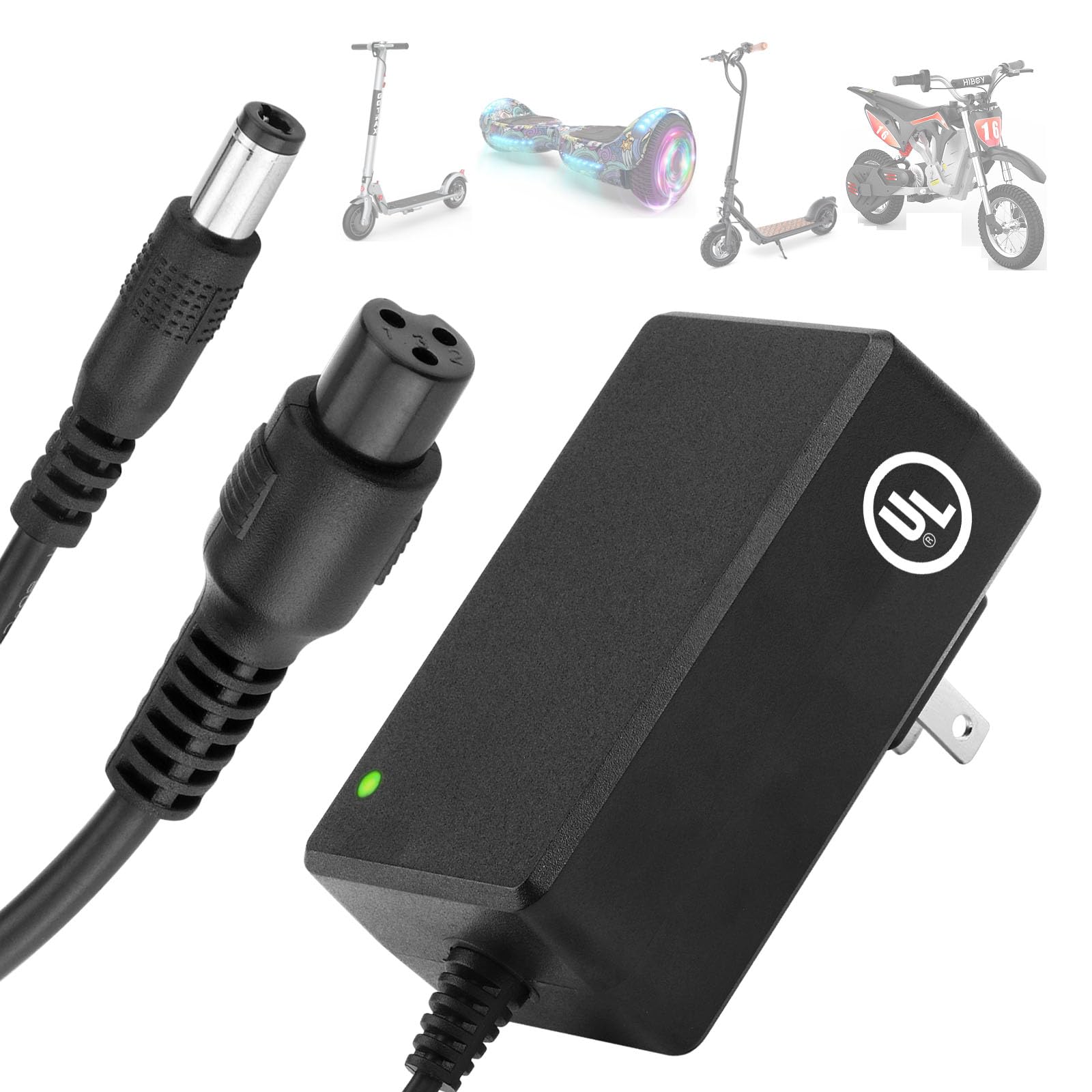 42V Electric Scooter Charger [UL Certified] 2 Plugs Smart Fast & Safe for Hover-1 Gotrax Jetson Etc. Brand's Electric Scooters, Bike, Ebikes, Pocket Mod, Sports Mod 36V Lithium Battery