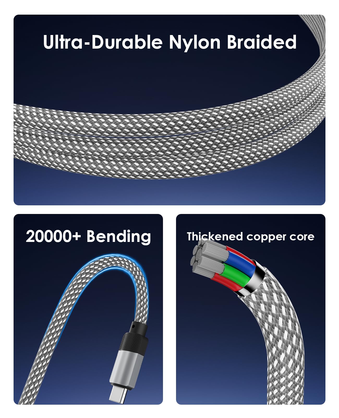 Magtame Magnétique Câble USB C Vers Lightning-Plat Nylon Tressé, Câble