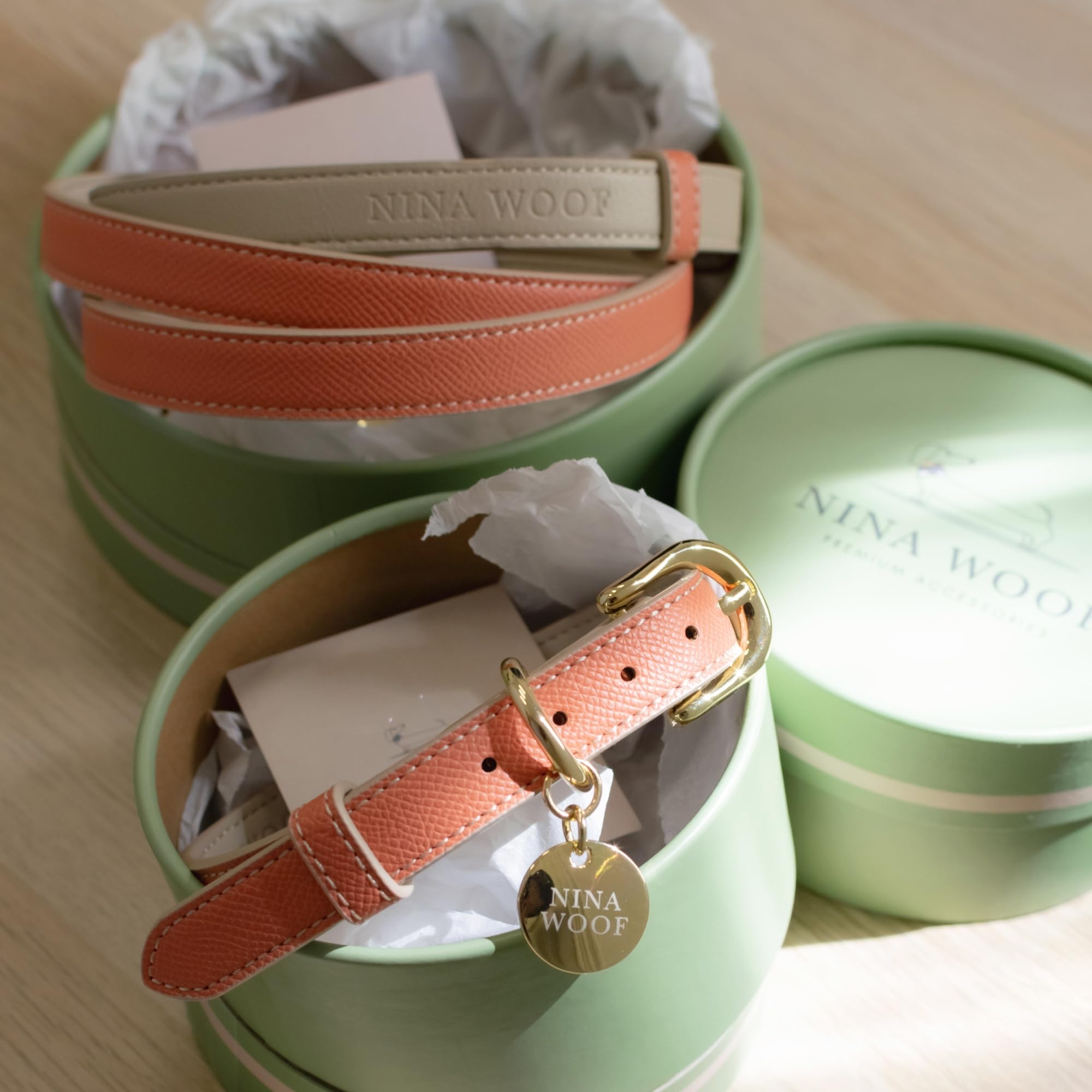 NINA WOOF Rio Hundehalsband aus Veganem Leder – Gepolstertes Luxus-Halsband Mit Verstellbarer Schnalle – Für Kleine Bis Große Hunde