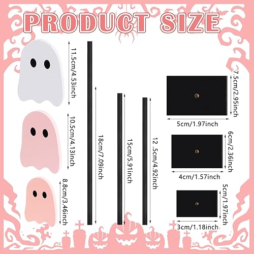 Miniatura 10 de 3 piezas de decoración de mesa de pie para Halloween, bandeja escalonada de madera, fantasma, gato, murciélago, caramelo, maíz, centro de mesa,