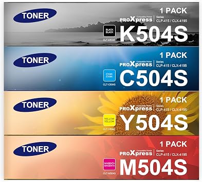 clt-504S K/C/M/Y 4 Pack Toner Cartridge Set CLT-K504S CLT-C504S CLT-Y504S CLT-M504S Replacement for Samsung 504S CLT-504S Toner for Xpress C1810W C1860FW CLX-4195fw Printer