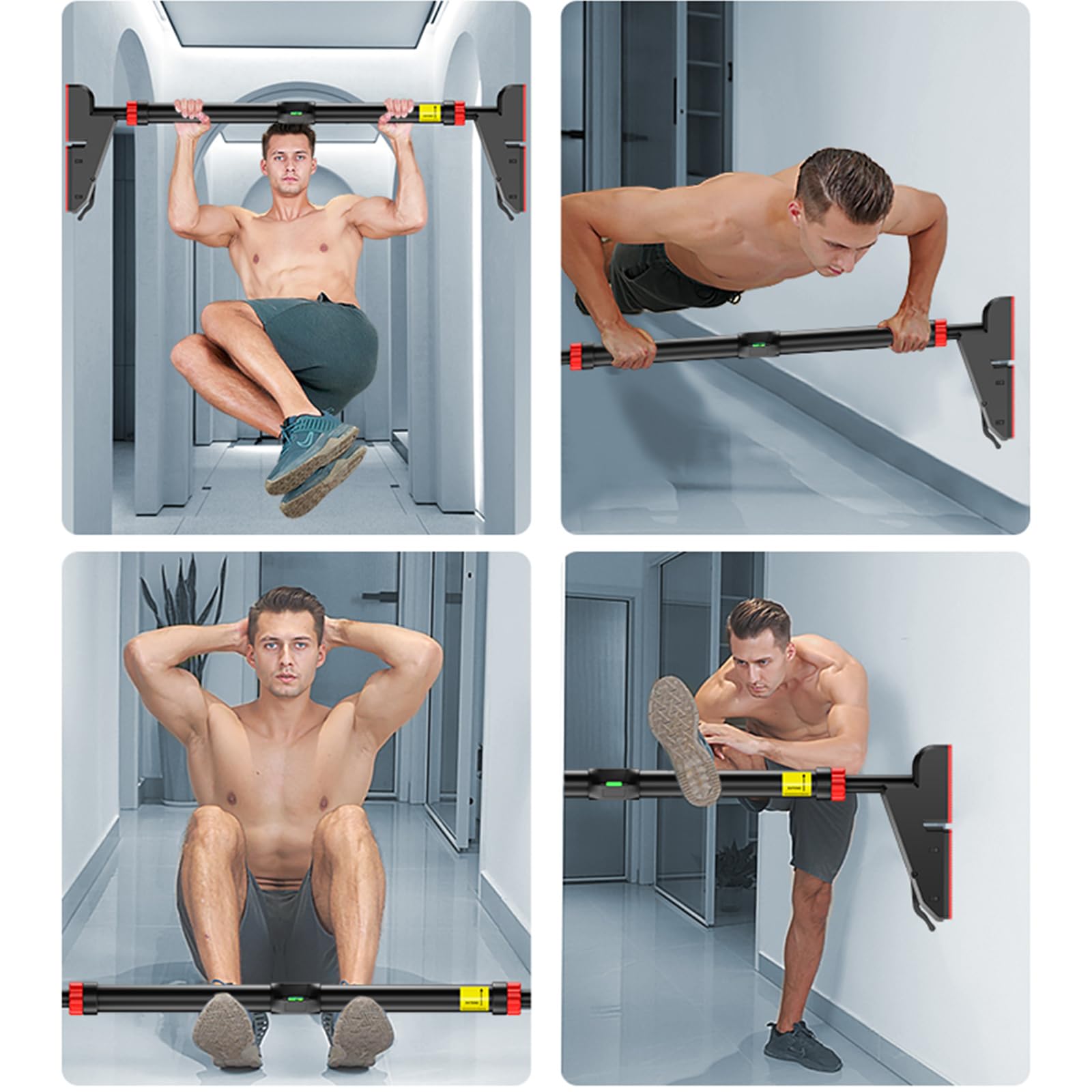 Barre per trazioni, telaio della porta, regolabile, per aperture delle porte, 76 – 95 cm, con bloccaggio, per telaio della porta, portata fino a 200 kg