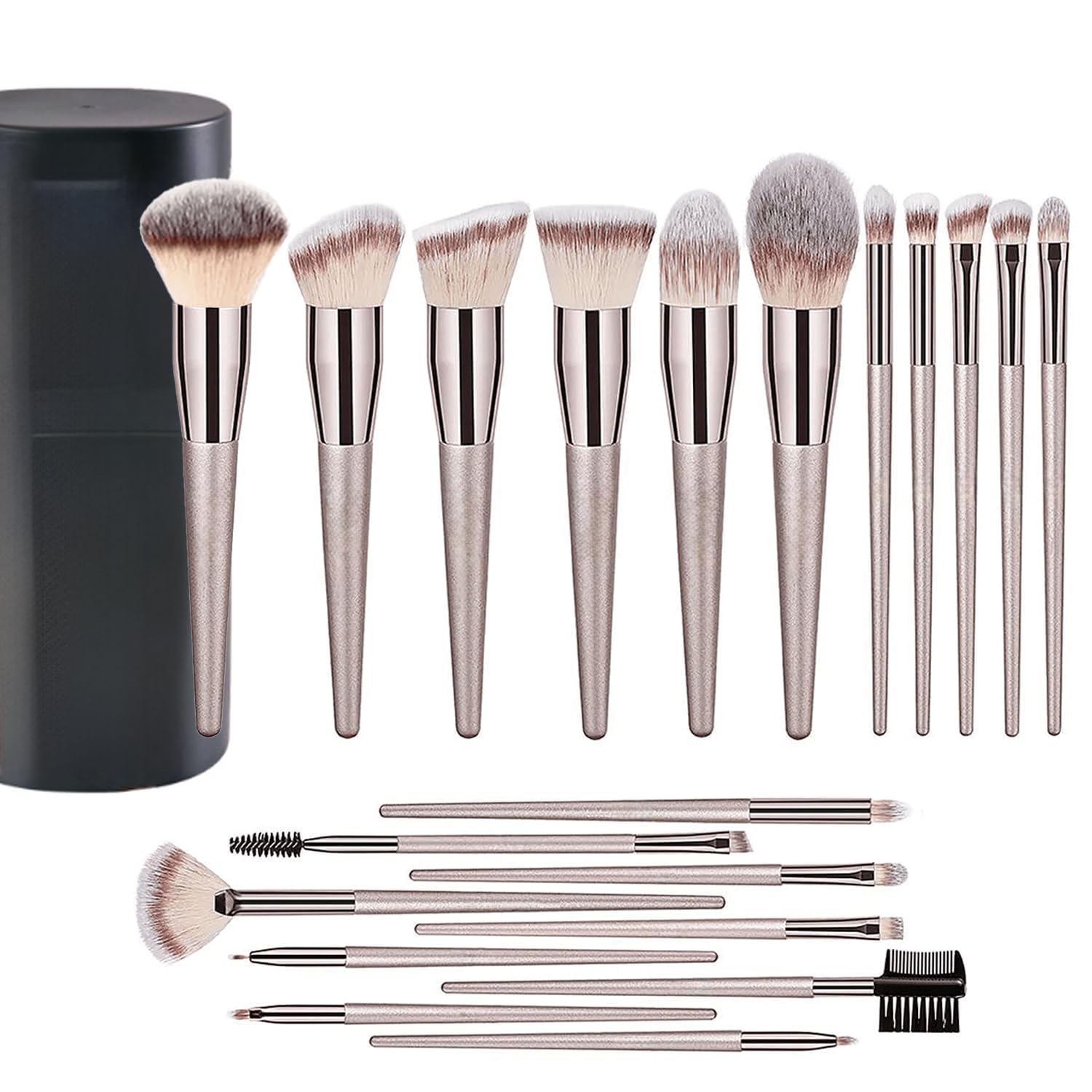 MODIQ Makeup Brush Set, 20 Pcs, Premium Synthetic Brushes for Foundation, Powder, Concealer, Eye Shadows, Blush, with Black Case-image-14