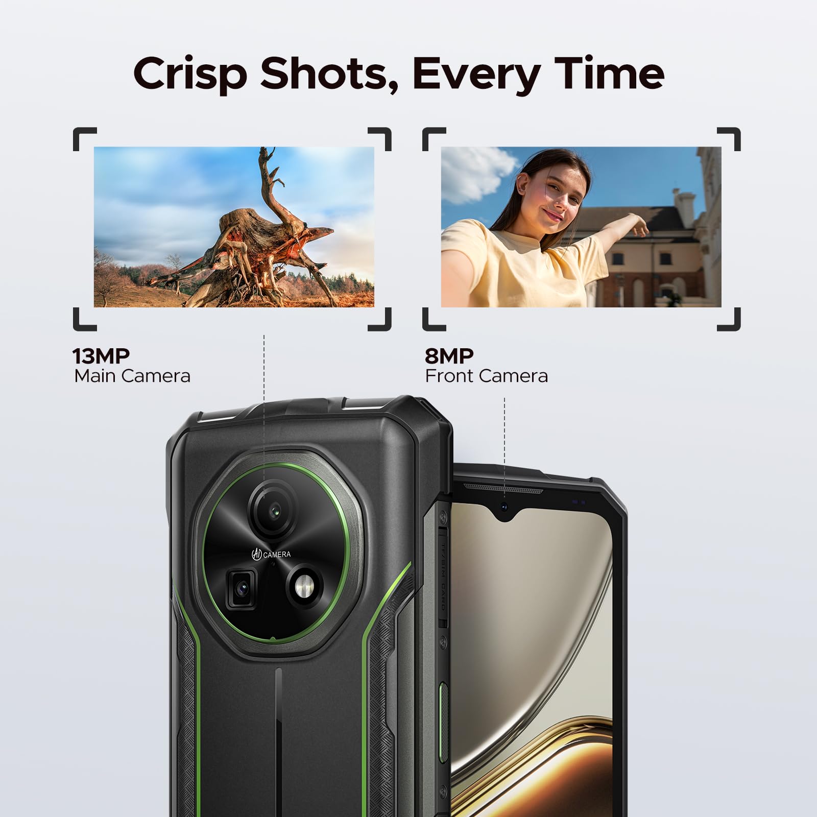 DOOGEE Fire 5 Rugged Phone Unlocked, 13000mAh Android 15 Dual Sim, 6.6" HD+90Hz Waterproof Phone 12GB+64GB, 2TB Expand, NFC, Face ID, OTG, Reverse Charging Rugged Smartphone for Outdoor Work