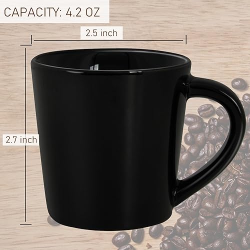 Miniatura 3 de Juego de 2 tazas de café espresso de 4.2 onzas, tazas de café de cerámica Demitasse para expreso y té, tazas pequeñas de espresso para toma de café,