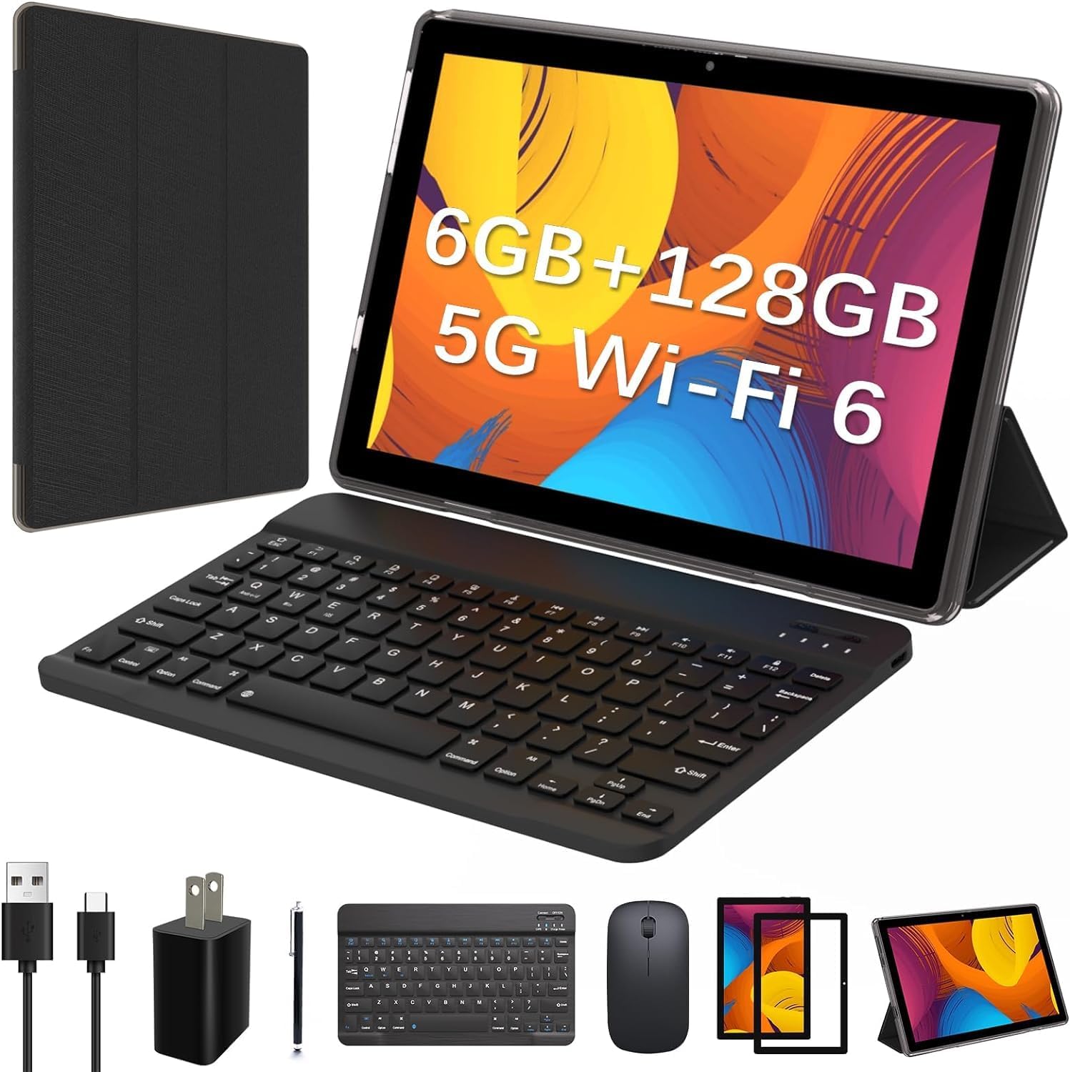 Tablet de 10,1 polegadas com estojo, teclado e mouse, tablet Android 12 ...
