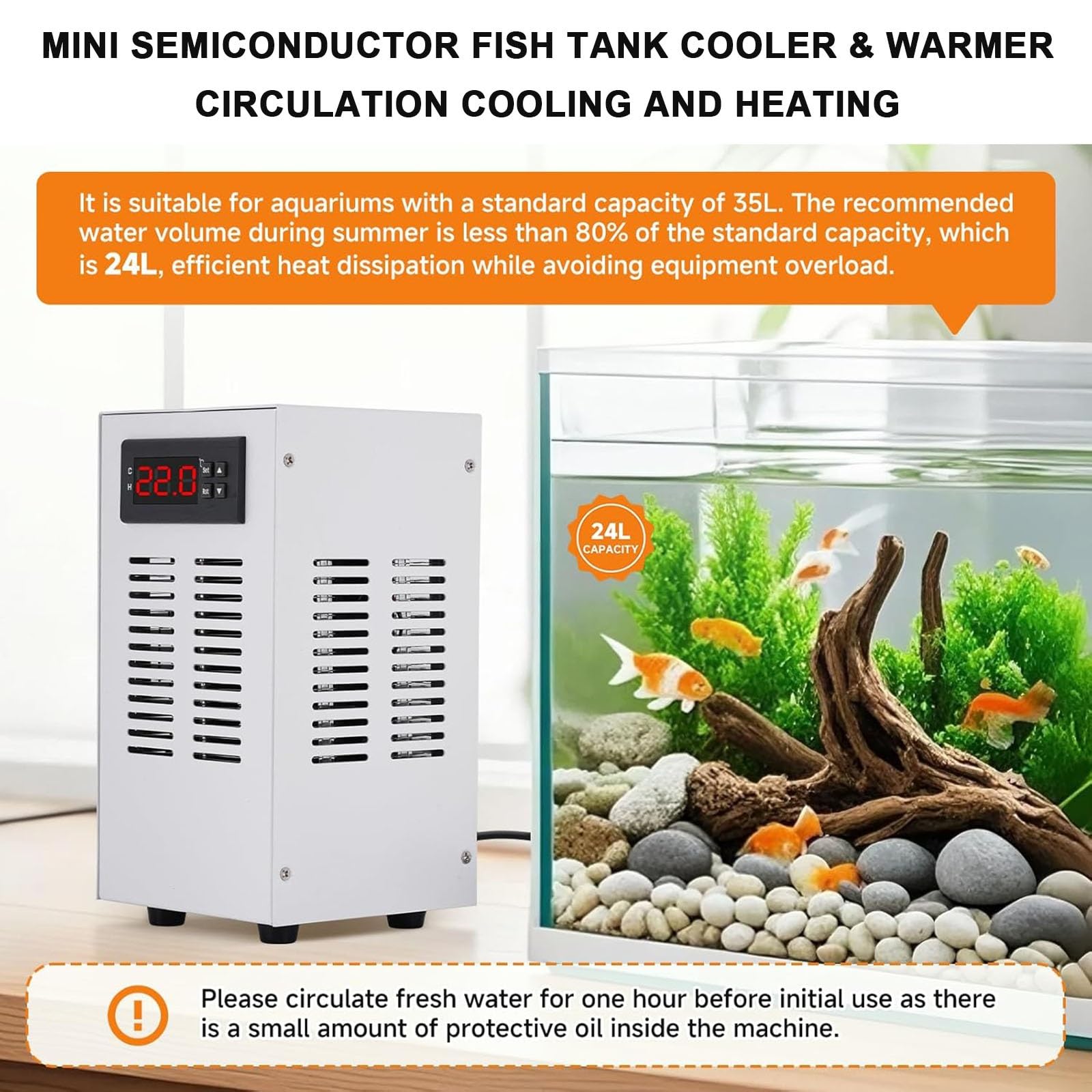Refrigeratore Per Acquario Da 30 Litri Con Pompa E Tubo Flessibile, Mini Refrigeratore E Riscaldatore D'acqua 2 In 1, Refrigeratore Per Acquario 120W Per Acquario, Riscaldatore Per Acquario