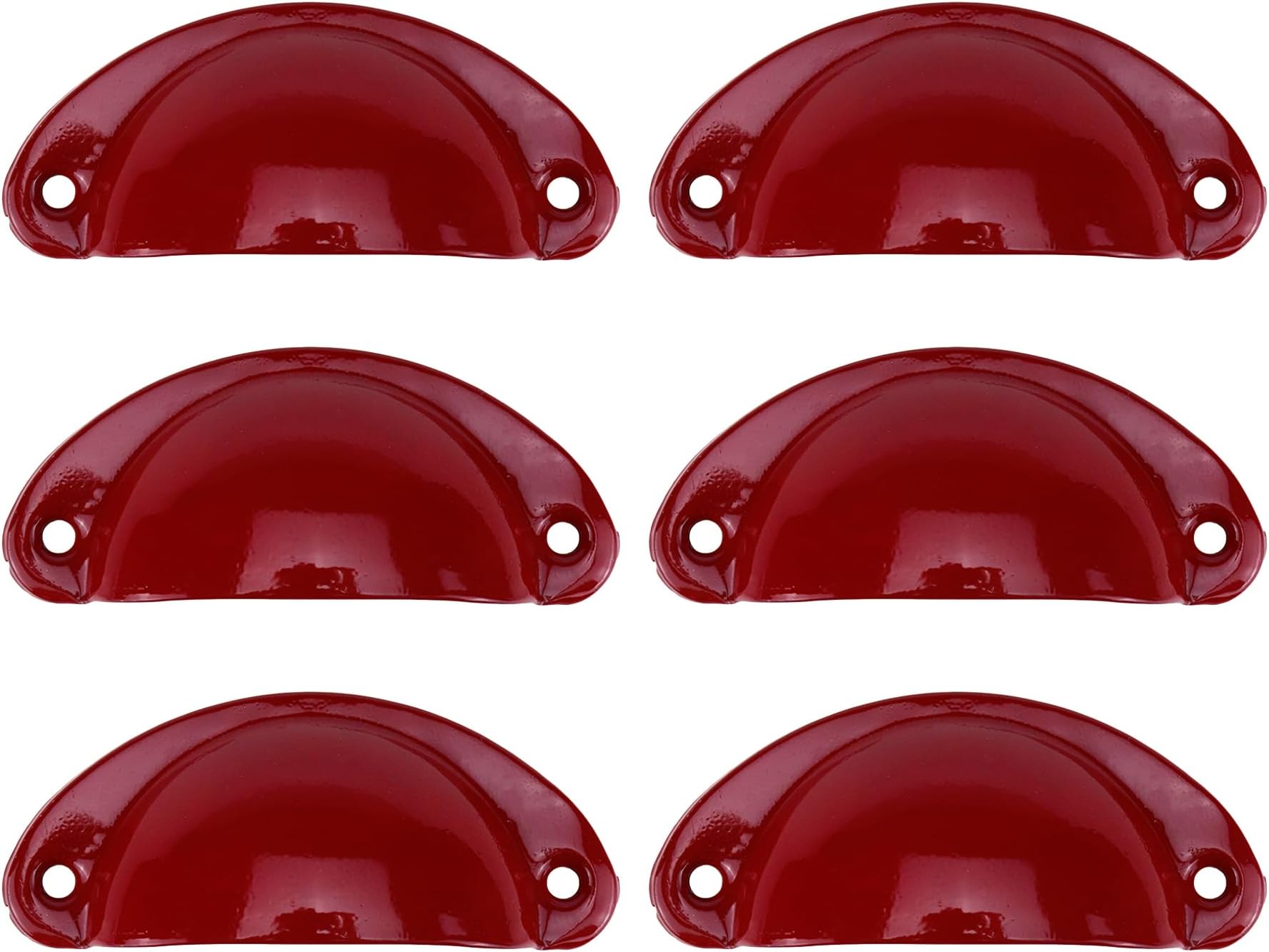 Depression Era Hexagonal Ruby Red Glass Drawer Pull Centers 3