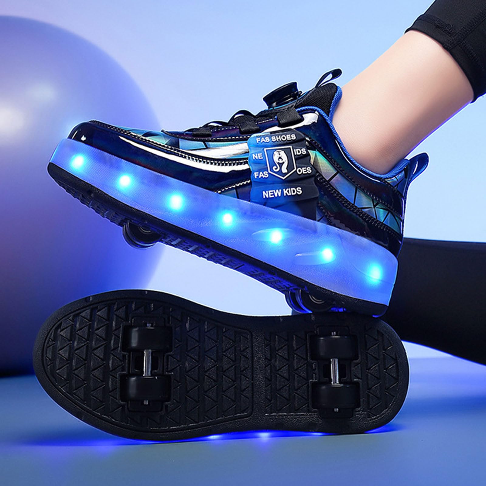 Zapatos con Ruedas para Niños y Niñas,Zapatillas de LED,Zapatillas Deportivas al Aire Libre con 4 Ruedas Retráctil,Recargables,Multiusos,para Regalos navideños creativos para niños