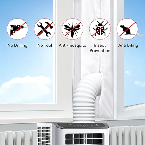 Miniatura 3 de Gruntbear Sello portátil para ventana de aire acondicionado, kit de sellado de ventana abatible de CA de 196.9 in, protectores de intercambio de