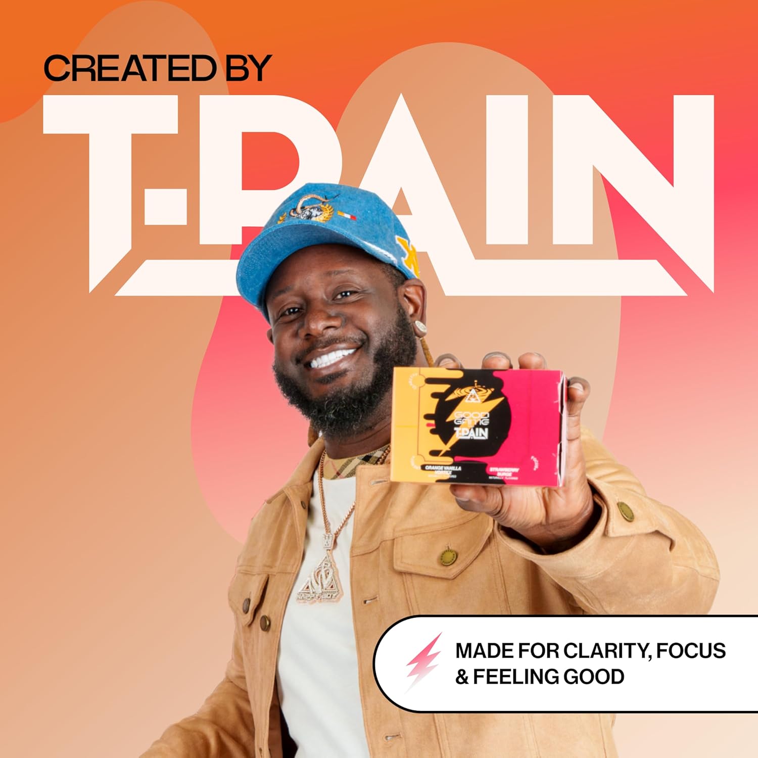 Nappy Boy Dranks Good Game by T-Pain Energy Shot, 2oz (6 Pack), Sugar-Free, Zero Calorie Focus Drink with 200mg Caffeine and B-Vitamins (B3, B6, B12) - Clean, No-Crash Energy Boost, 3 Orange Vanilla Vortex + 3 Strawberry Surge