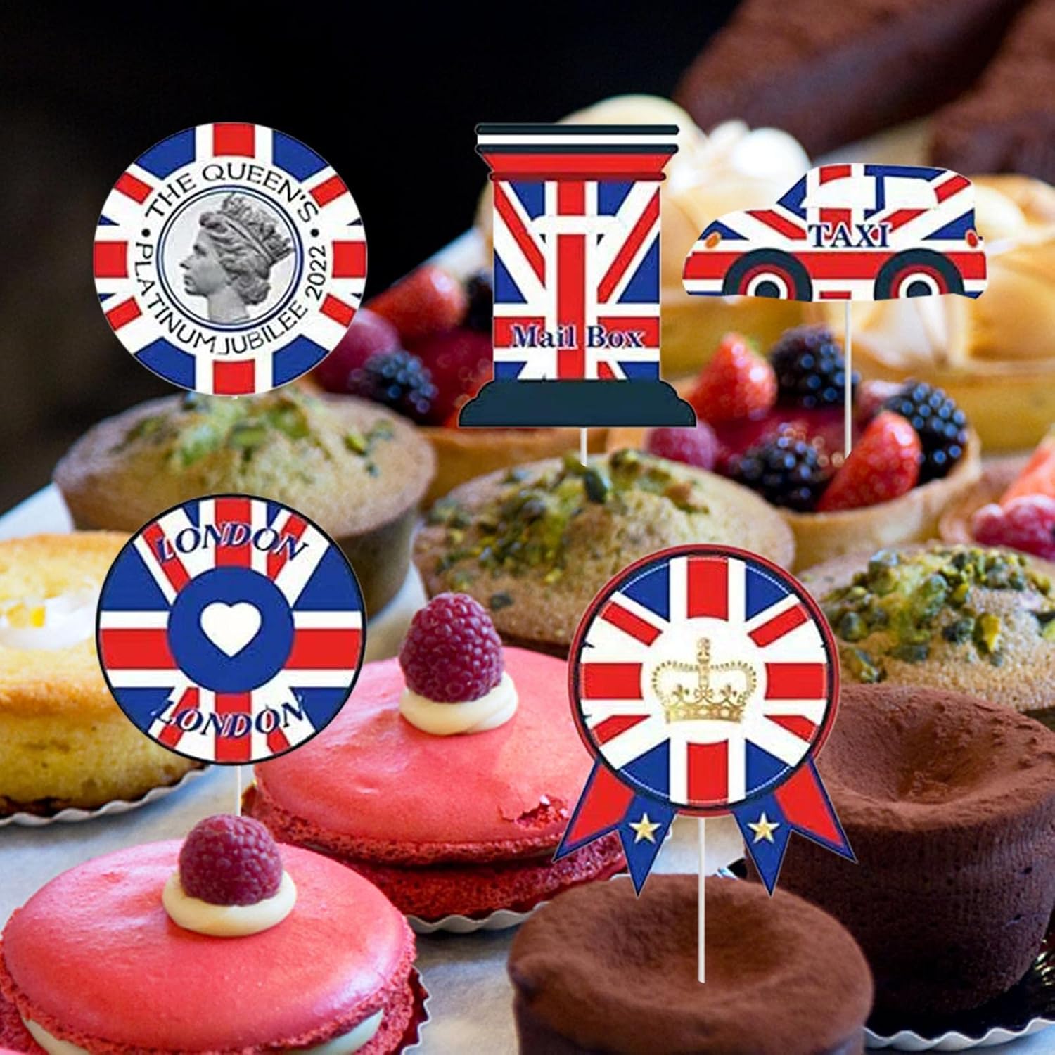 Buy 30Pcs Union Jack Cupcake Toppers, Queen's Platinums Jubilee Cake