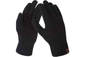 Women's Black Fleece-Lined Touchscreen-Compatible Knit Mittens