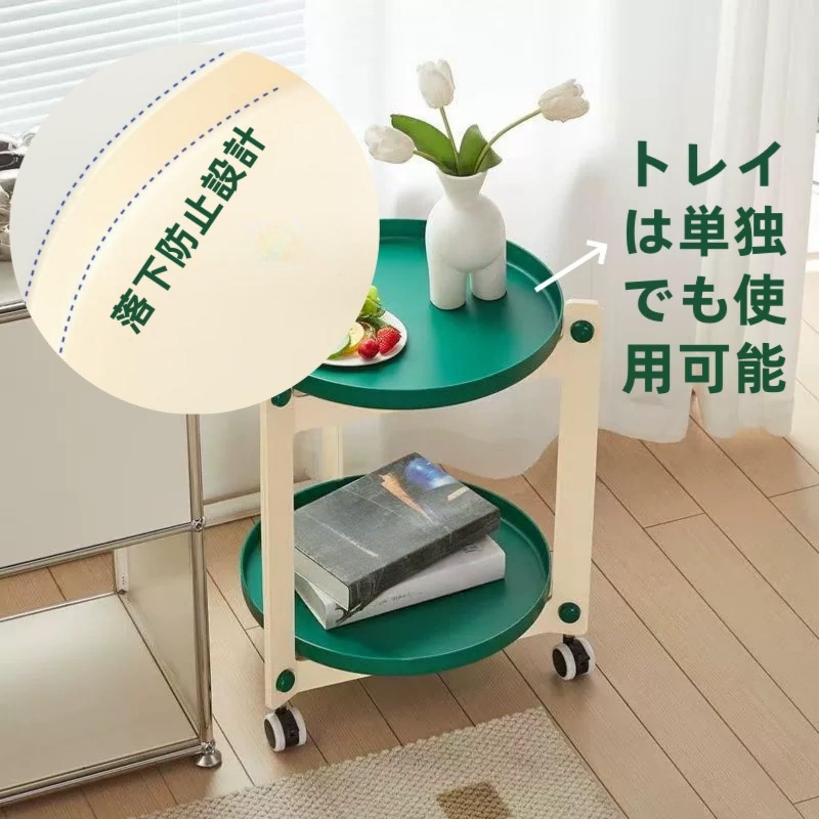 Amazon.co.jp: プラスチック製マルチワゴン キャスター付き 2段 丸型