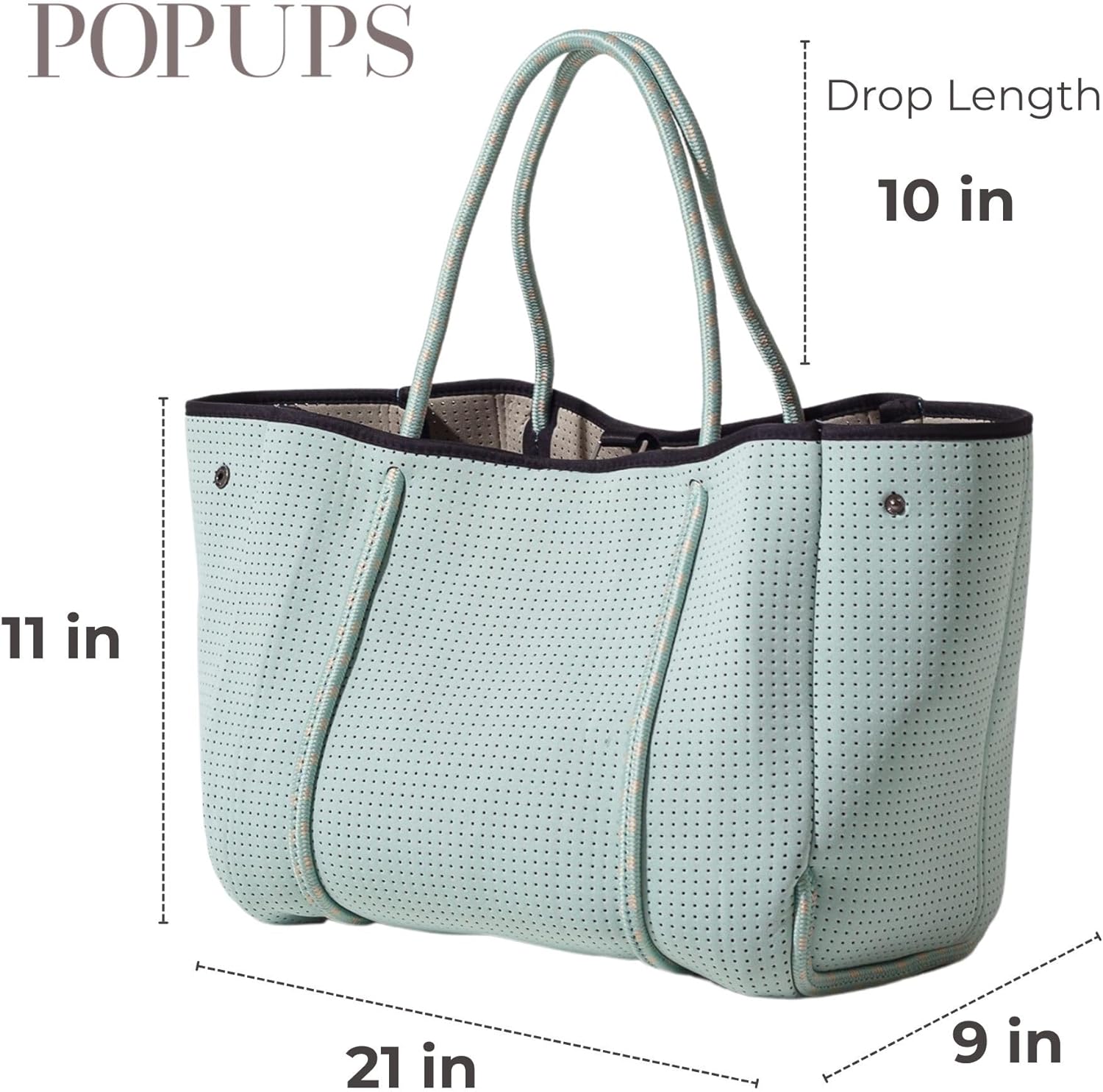 POPUPS Large Neoprene Tote Bag for Women – Stylish Work, Beach, Travel Bag with Pockets, Rope Handles with Zipper Pouch - Image 4