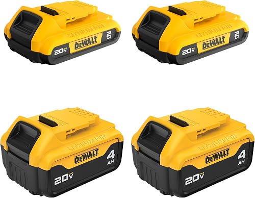 20V MAX Lithium Ion Battery, 2 Ah and 4 Ah, 4-Pack, Fuel Gauge LED Charge Indicators (DCB324-4)