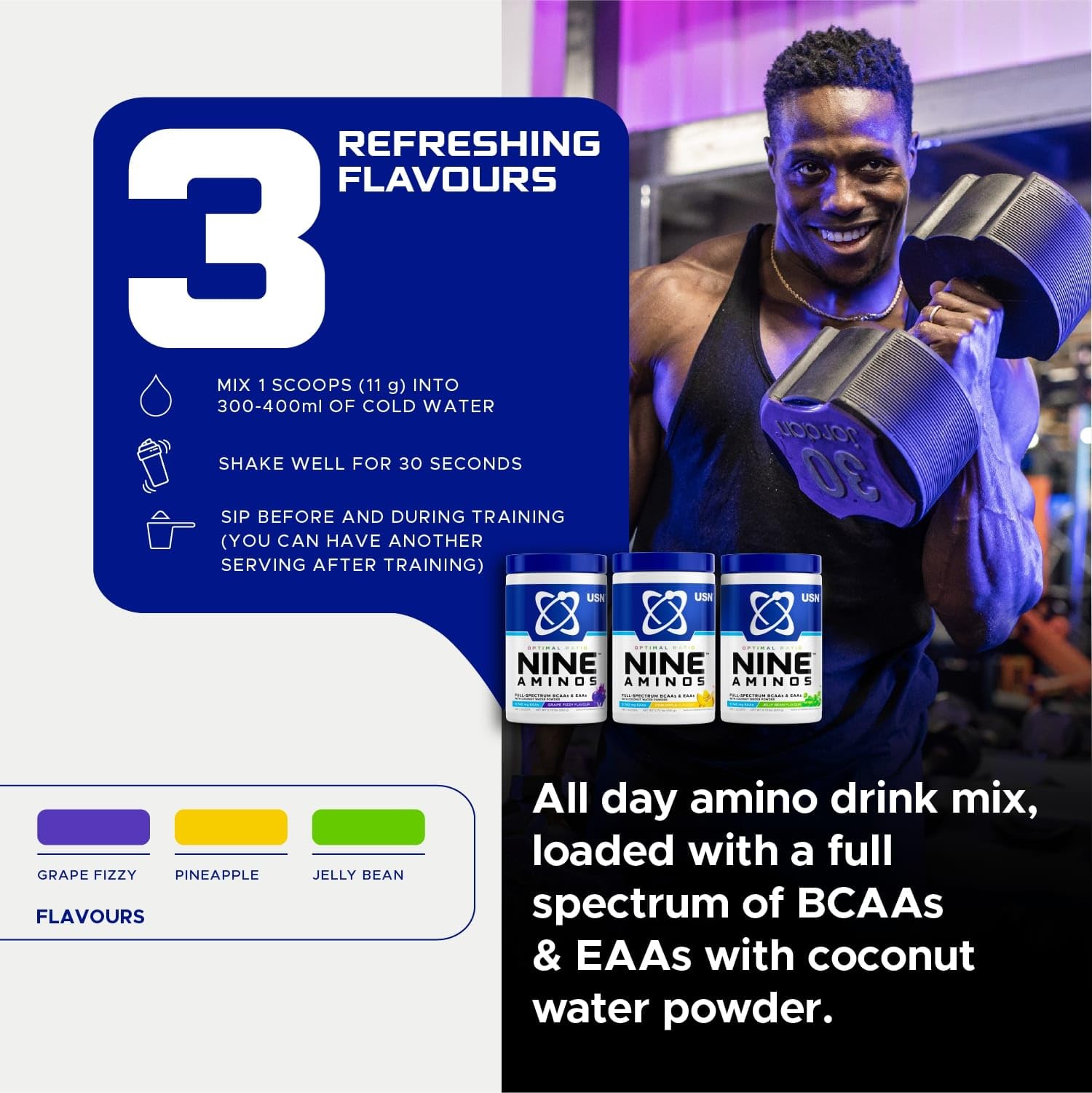 USN Nine Aminos (330g) Caramelos verdes - Aminoácidos - Mezcla de aminoácidos