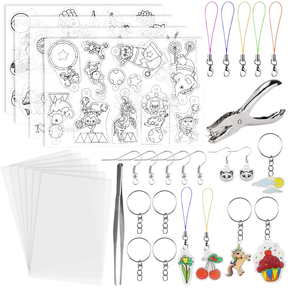 Photo 1 of BigOtters Heat Shrink Sheet, A4 Size Shrinky Dink Paper Art Film Plastic Sheet Kit Include Hole Punch Keychains Accessories for Kids Creative Craft School Project DIY Ornaments (BUNDLE OF TWO)
