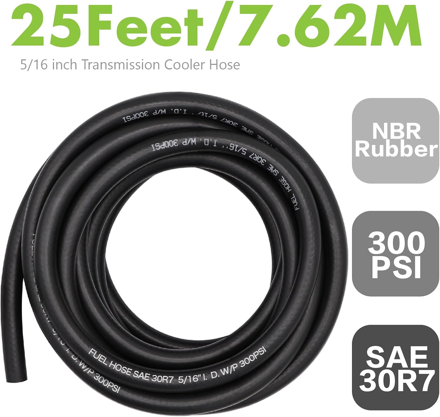Jeemiter 5/16" ID Fuel Line Hose Kit - 25FT Professional Grade NBR Rubber with 10 Clamps - SAE 30R7 Replacement for Gas, Oil, Diesel in Cars, Trucks, Boats, Lawn Mowers