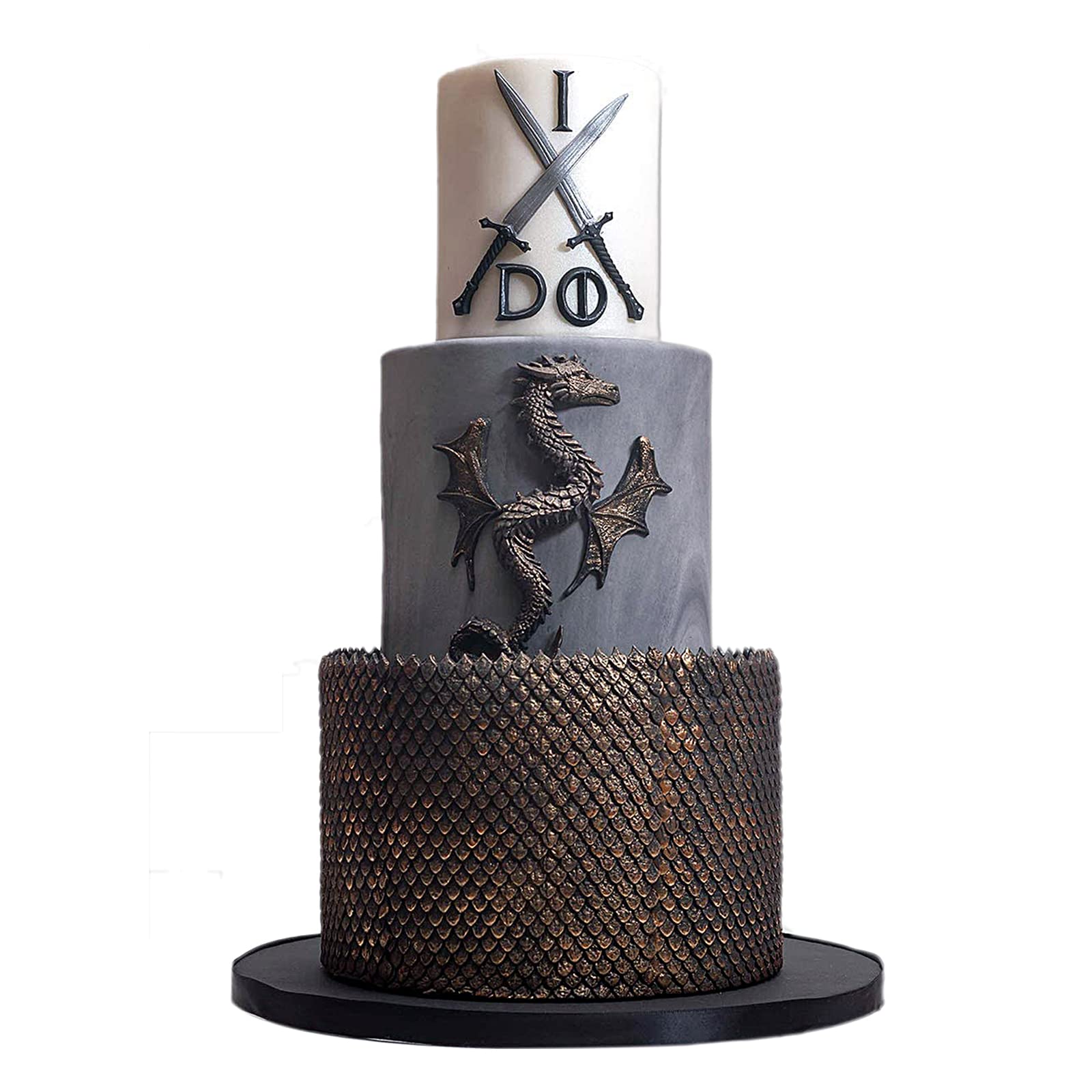 Dragon Silicone Fondant Molds, (3 PACK) Swords Shield Battle Fondant Mold for Thrones Cake, Dragon Cake Decorating Cupcakes, Chocolate, Sugarcraft, Cookies, Crafts, Cards Candies, Polymer Clay