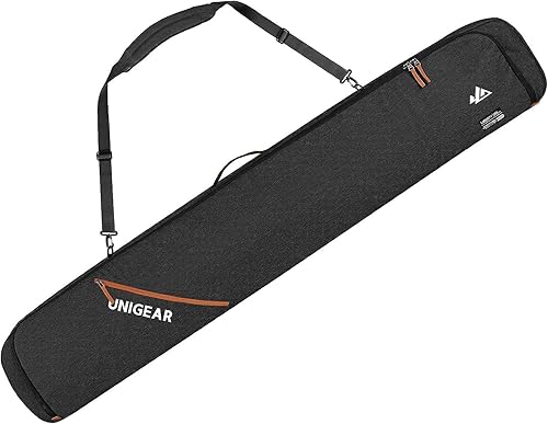 Unigear Bolsa de esquí y snowboard para viajes aéreos, bolsa de snowboard reforzada doble acolchada con EPE de 0.394 in densa, resistente al agua y