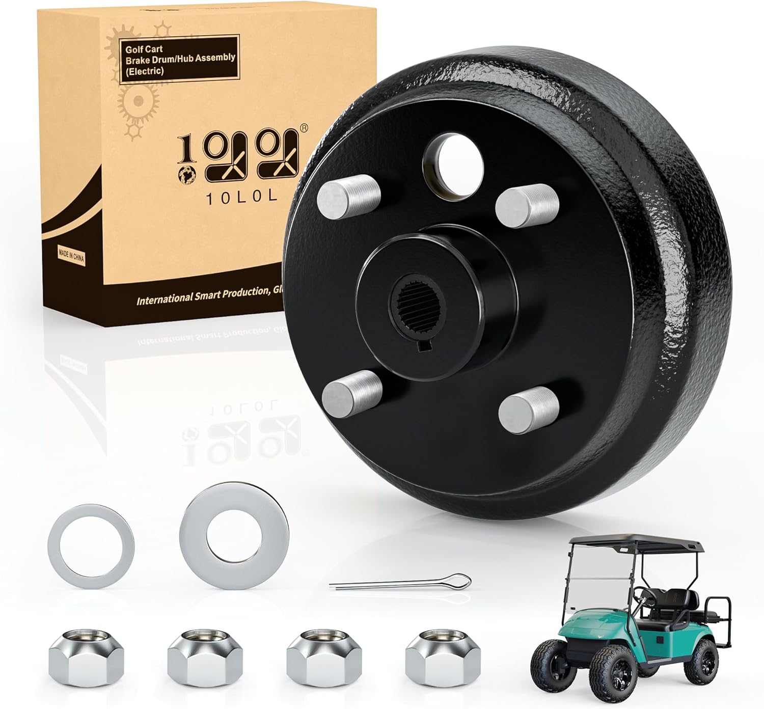 10L0L Golf Cart Brake Drum Hub Assembly(OEM19186G1P 19186-G1) - EZGO TXT OEM Brake Drum (24 Spline) Fit PDS 1982-up Electric