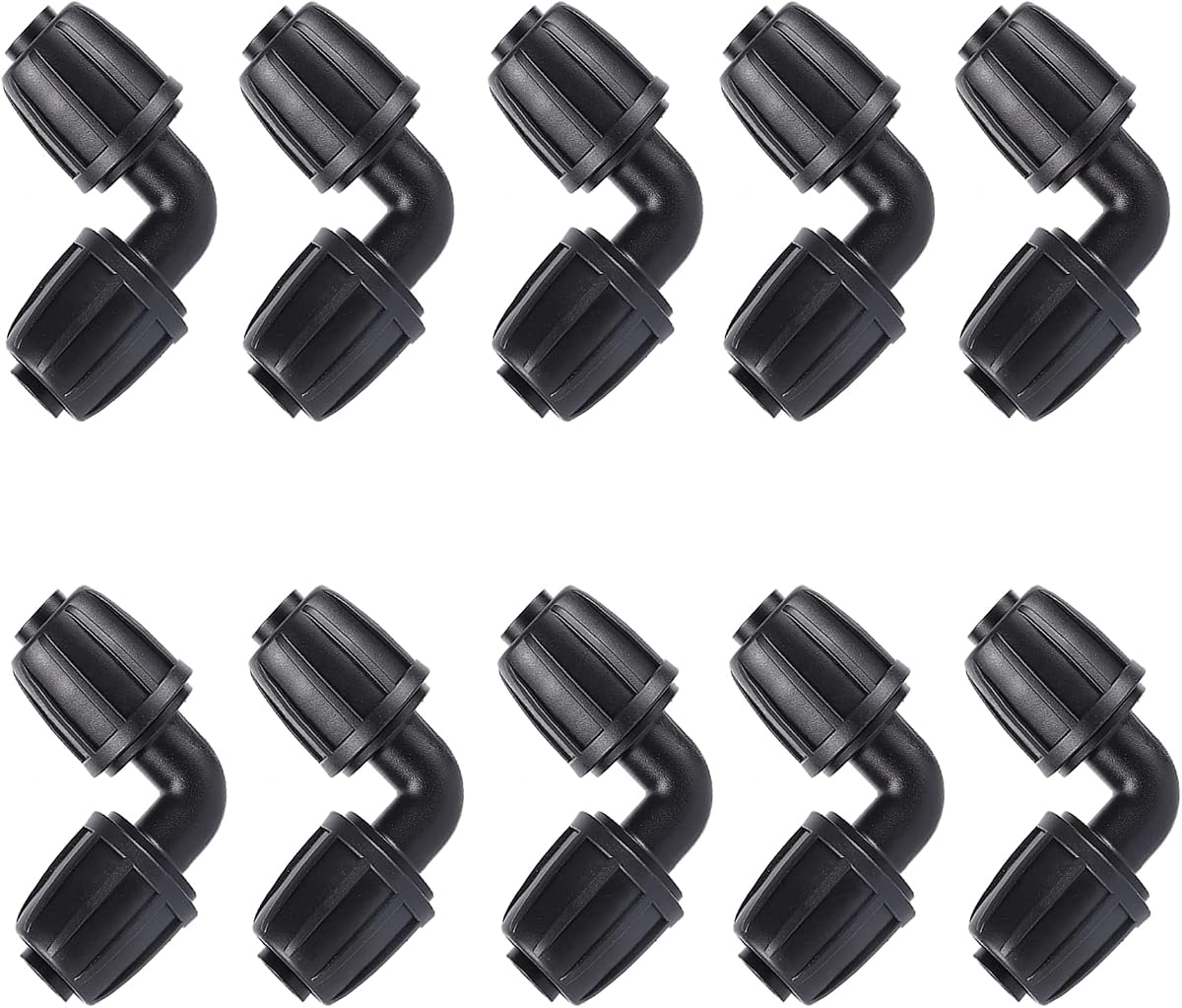 10 Pack 1/2 inch Irrigation Fittings Elbow Connectors Anti-Drip | For (1/2" ID x0.6-0.63" OD) 16mm Drip Tubing,Barbed Locked,for 1/2 Inch Drip Tubing Line,for 1/2 Garden Irrigation System