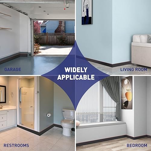 Miniatura 7 de Moldura flexible para zócalo, 4 pulgadas x 40 pies, base de pared de vinilo autoadhesivo negro, base de pared de goma para despegar y pegar, moldura