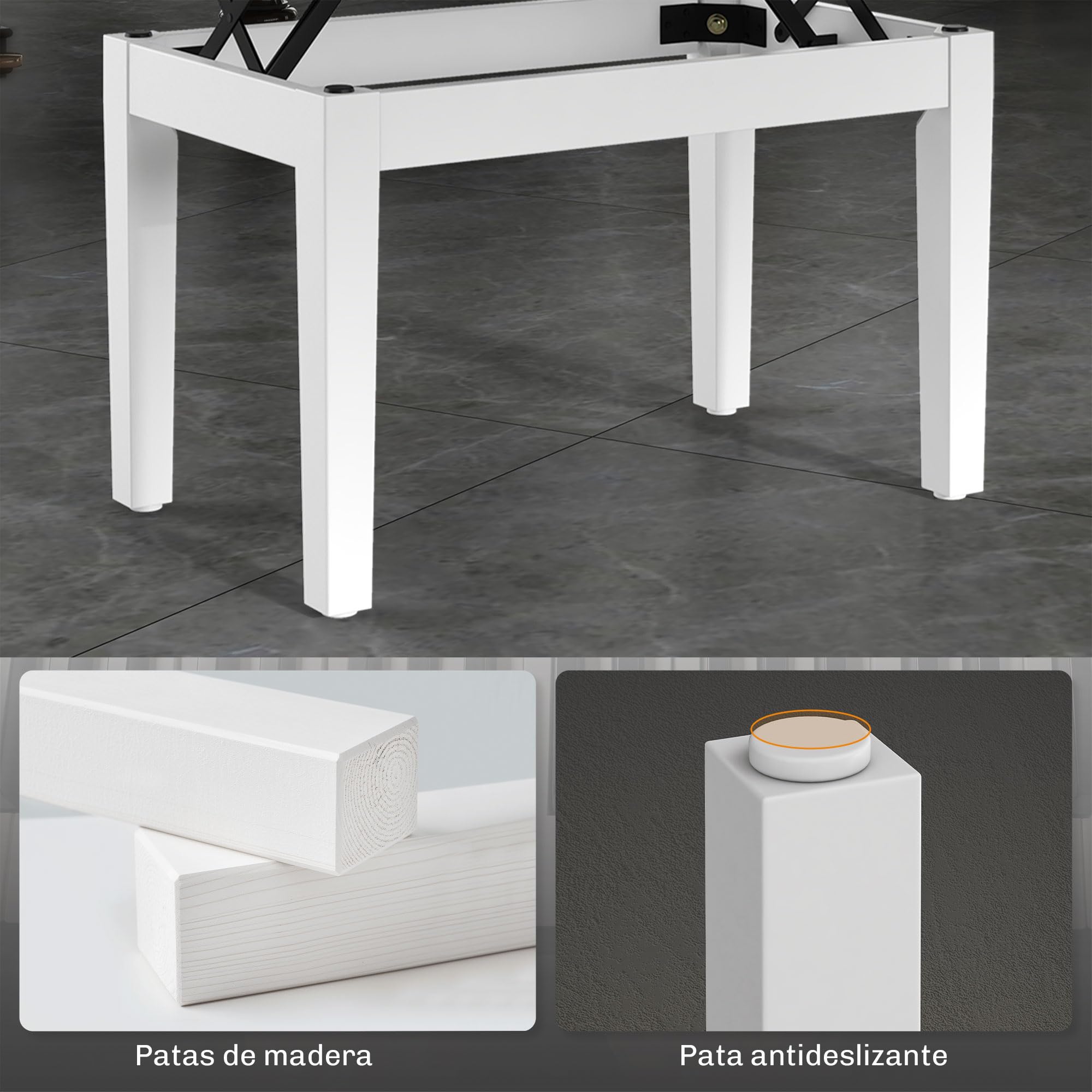 HOMCOM Banc de Piano avec Rangement Pieds Bois 54.5x33x48-58cm Blanc | Banc de piano, hauteur réglable 48-58 cm, tabouret de clavier rembourré