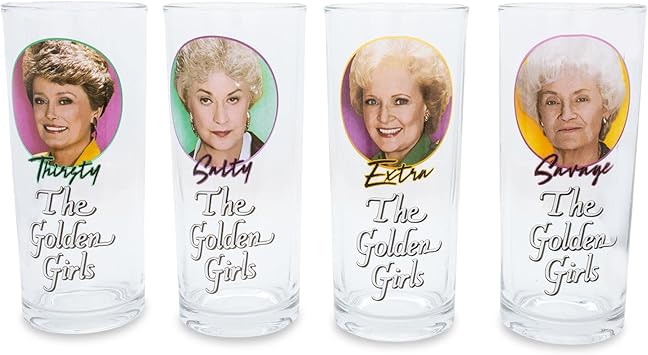 The Golden Girls Frames Logo 10-Ounce Tumbler Glasses | Set of 4