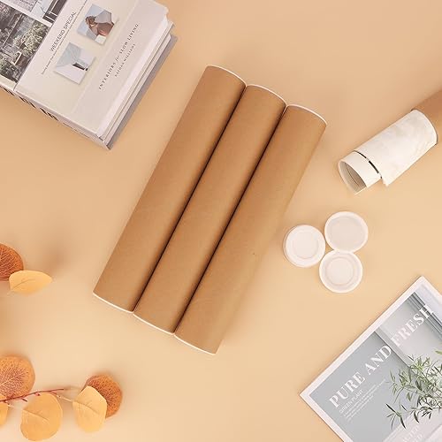 Miniatura 3 de Paquete de 12 tubos de correo con tapas para carteles de embalaje, tubo de cartón de 2 x 15 pulgadas, tubo de póster para correo y almacenamiento de