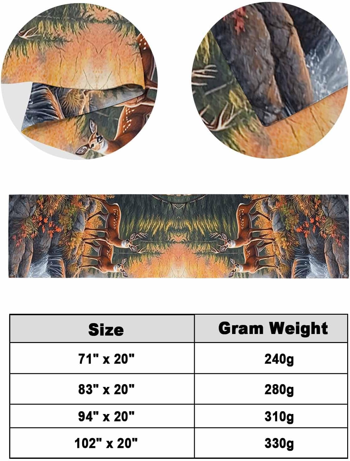 Orange Botanical Elk Bed Runner for Full/Queen Size, Farmhouse Deer River Bedspread Protector Slipcover Bed Scarf for Foot Runners & Scarves for Bedroom Hotel Wedding Room 83x20 Inches