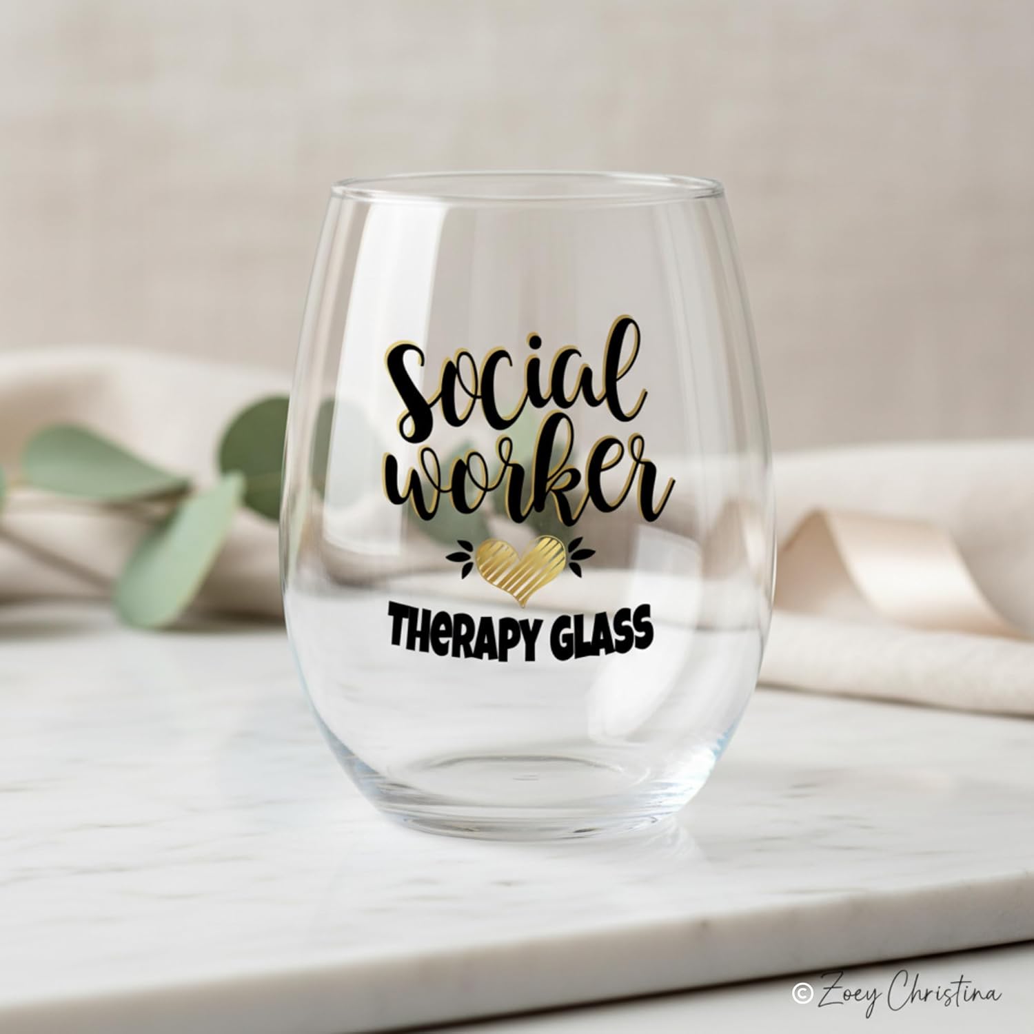 Social Worker Therapy Glass – 18 oz Stemless Wine Glass for Social Workers – Mental Health Gift for LCSW, School or Medical Social Worker – Appreciation, Graduation or Birthday Gift – 0025 - Image 5