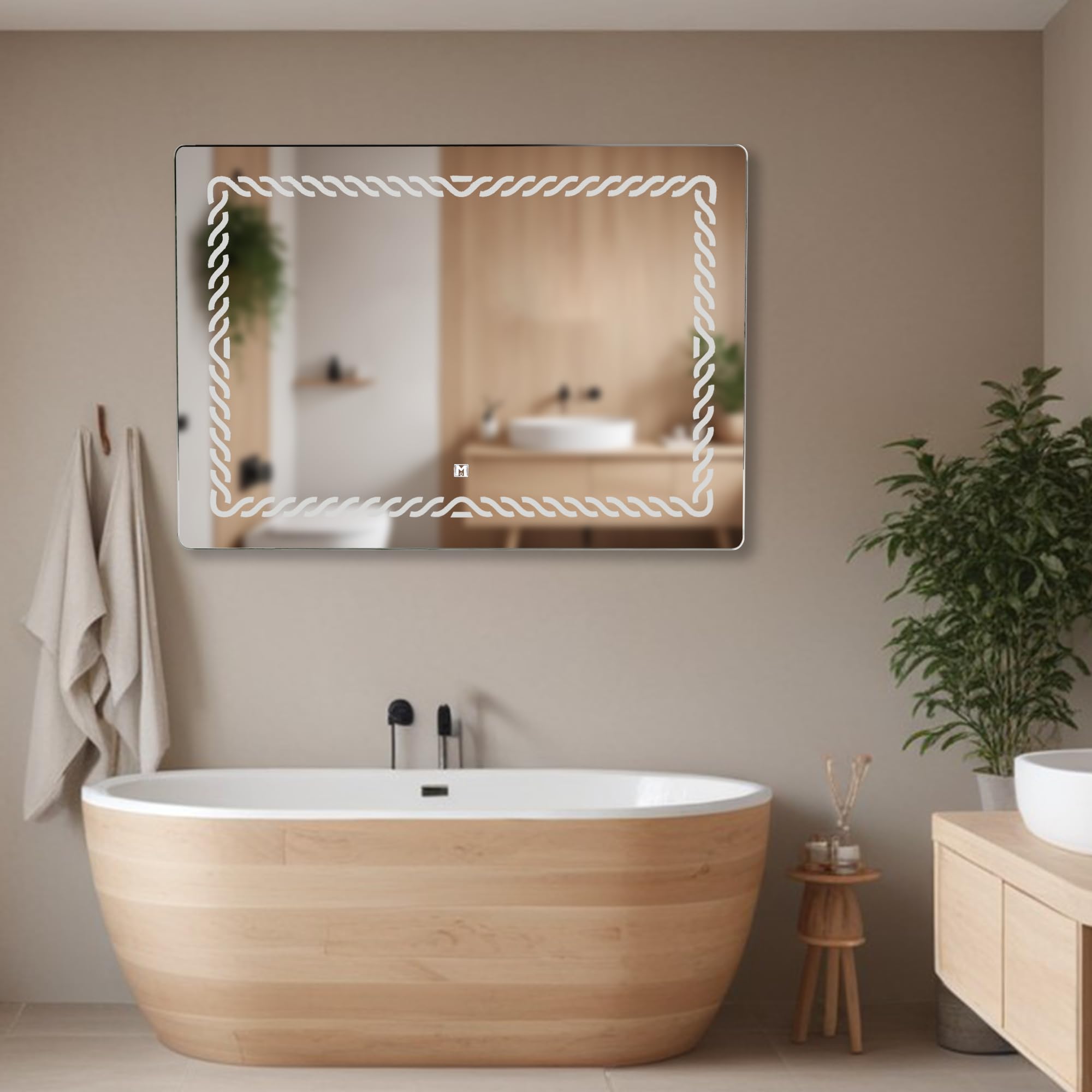 MMAAT Illuminated Vanity Mirror with LED Lights, 50cm x 70cm, Sleek Modern Design for Bathroom Lighting and Makeup Application