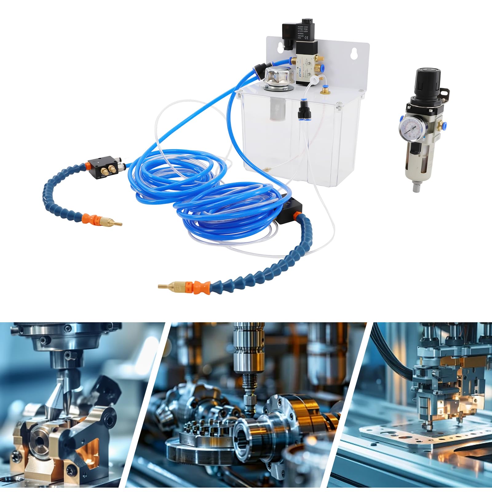 El sistema de pulverización lubricante de niebla para grabado de corte de metal | Pulverizador de refrigeración 24,1 x 19,5 x 12,5 cm para tubo de aire CNC torno fresado