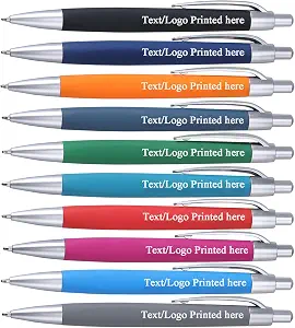 Personalized Ballpoint Pens with Custom Logo or Text, Click Action, Black Ink, Multicolor, 200 Pack