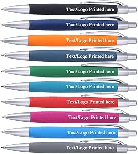 Personalized Ballpoint Pens with Custom Logo or Text, Click Action, Black Ink, Multicolor 200 Pack