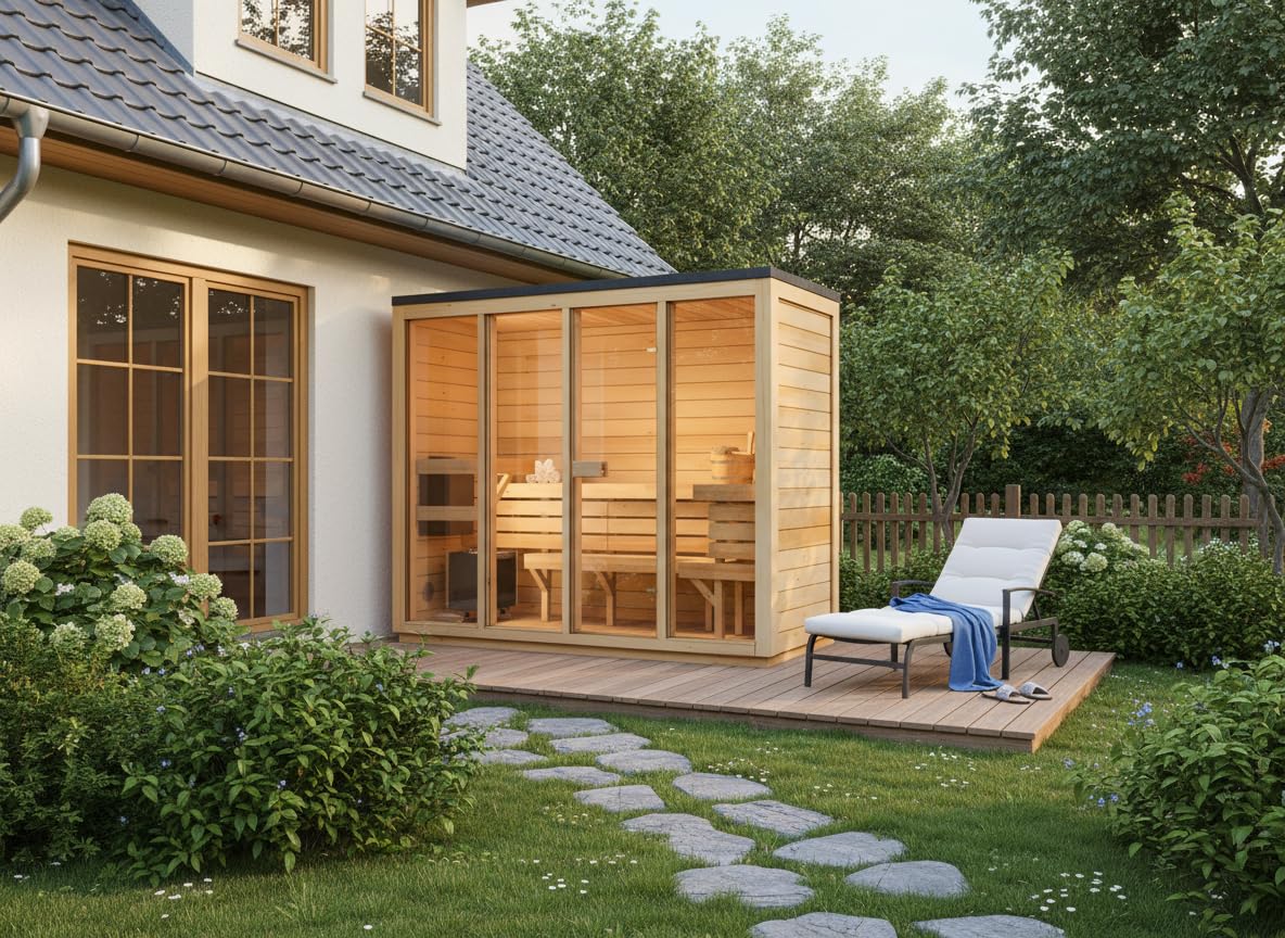 Gartensauna Kuuma L 242x111cm in Naturbelassen für bis zu 4 Pers.