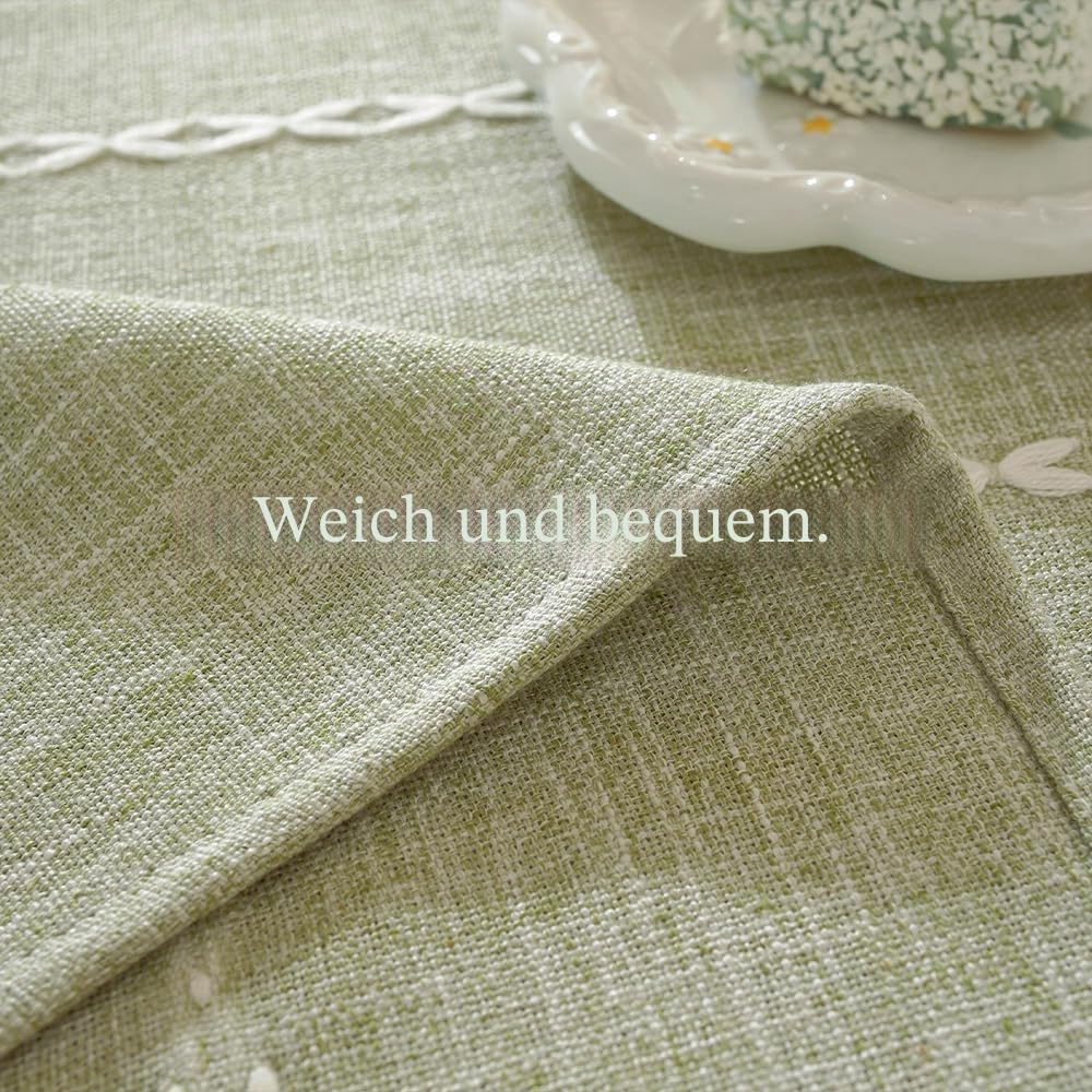 Leinen Tischdecke Grün135x300cm, Grüne Tischdecke Abwaschbar Stoff Tischdecken Baumwolle für Küche, Garten, Party, Geburtstag, Outdoor