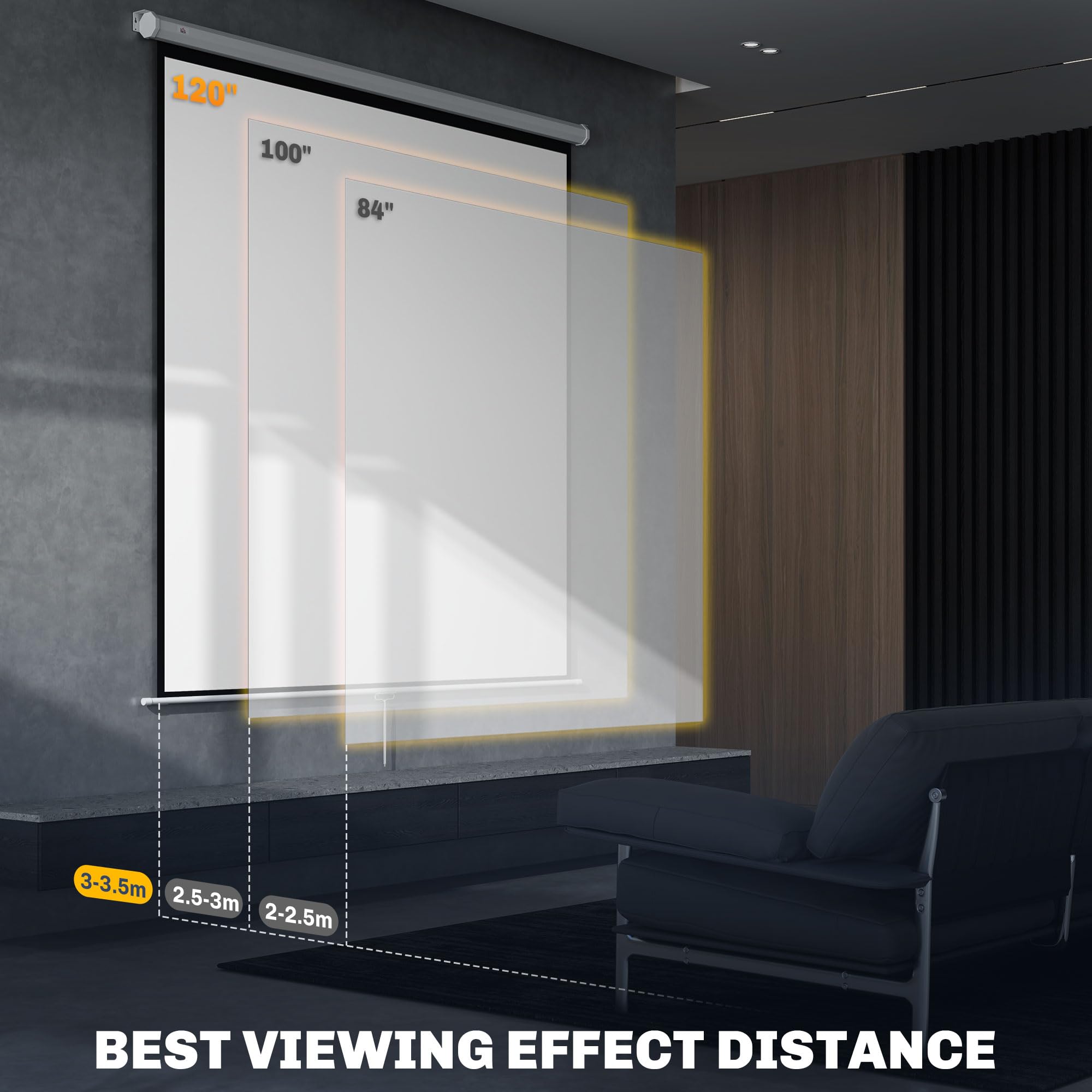 HOMCOM Écran de Projection 120" 1:1 223x8x223cm Blanc