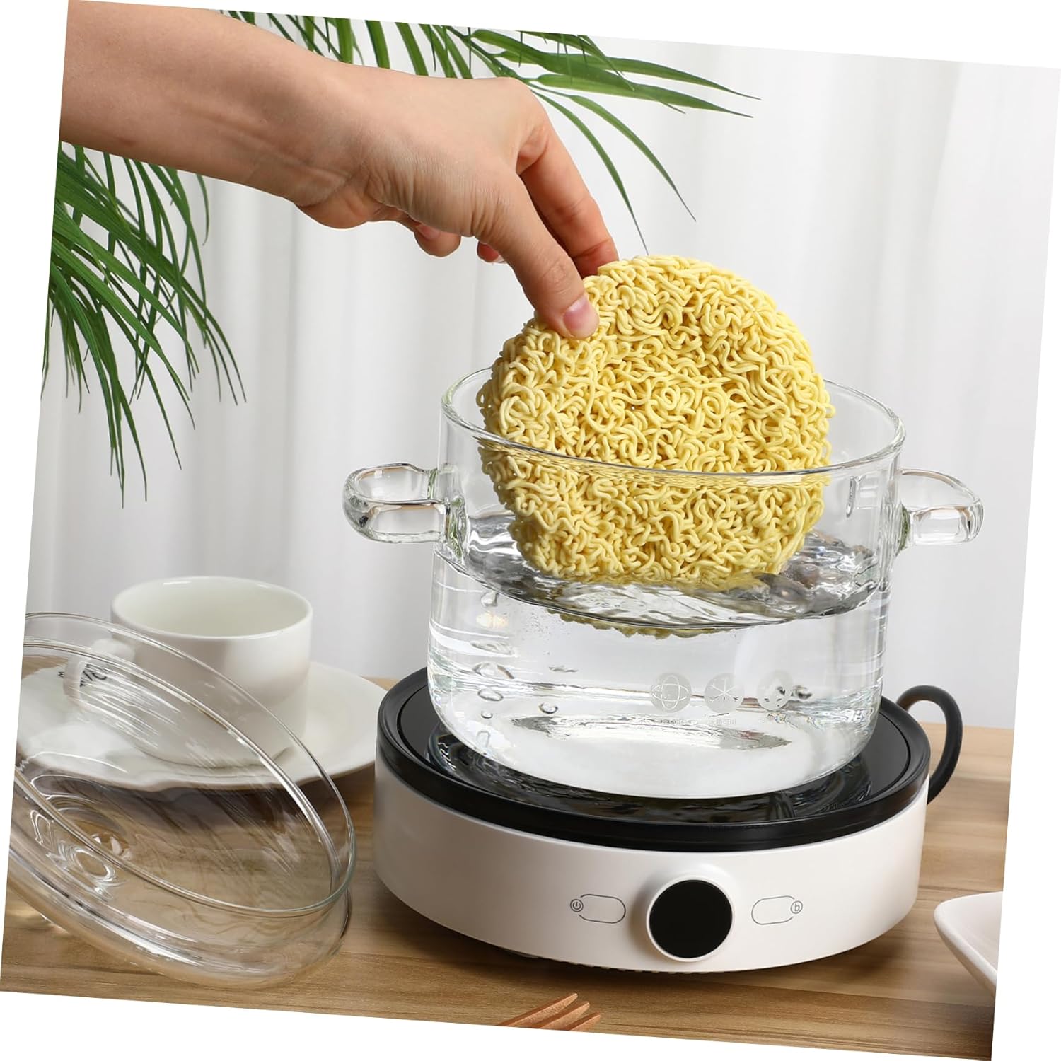 2pcs Borosilicate Glass Stewing Pot Lid - Cooking Pot for Kitchen Saucepan for Soup and Pasta and Ergonomic Design