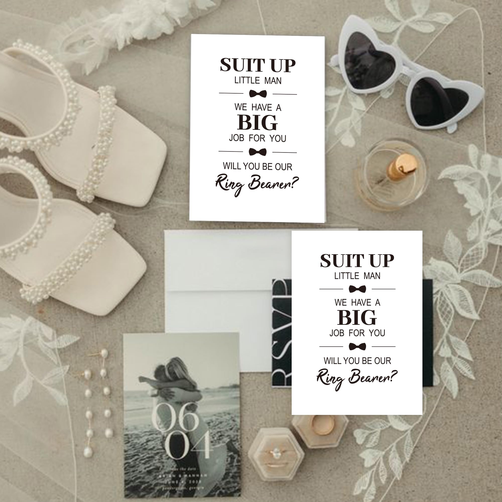 LADY&HOME Will You Be Our Ring Bearer Card,Ring Bearer Invitation Card,Ring Bearer Proposal Card (Set of 2-Tie) - Image 4
