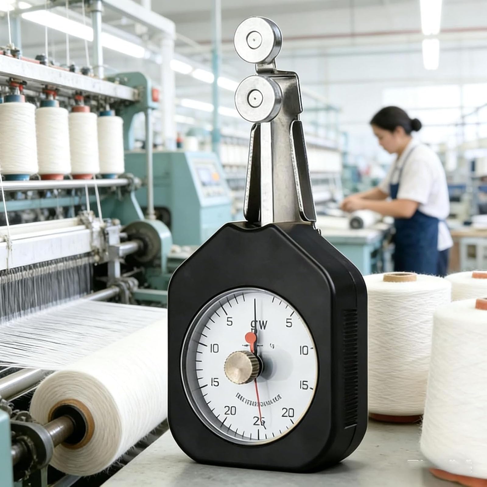 SICWEDIM Yarn Tension Meter, Pointer Dial Tension Gauge with ±1 Scale Accuracy, 25-250gw Measurement Range and 1-10gw Resolution, for Textile Yarn and Metal Thread (250gw)