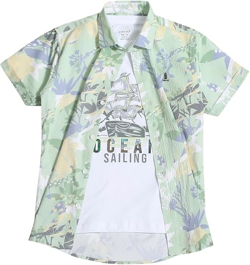 CAVIO Boys Printed Shirt and T-Shirt Regular Fit Casual Half Sleeve